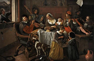 Blowing Gallery: The Merry Family, 1668, by Jan Havicksz Steen (c.1625-1679)