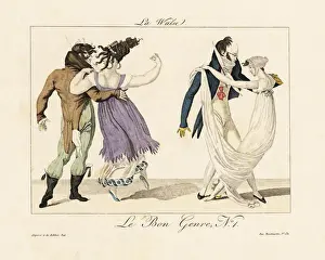 Merveilleuse Prints: Merveilleuses and incroyables dancing the waltz