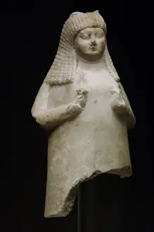 Alabaster Prints: Mesopotamian Art. Alabaster flower vase shaped as a woman ho