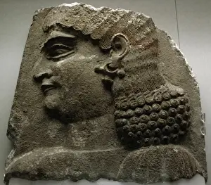 Mesopotamian Prints: Mesopotamian Art. Assyrian. Relief. Head of a eunuch. Dated