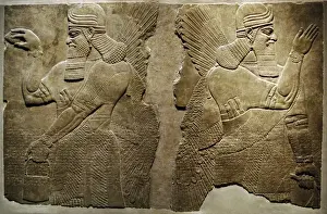Mesopotamian art. Neo-Assyrian. Relief panels depicting two