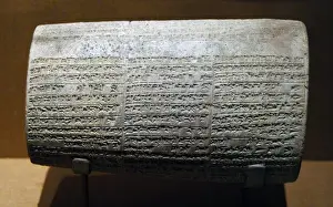 Mesopotamian art. Neo-Babylonian. Cylinder with cuneiform in