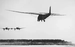 Tugs Prints: Messerschmitt Me 321 -shown under tow by He111Z, this v