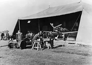 A Messerschmitt Bf109E-1 is serviced in the field