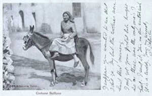 Side Saddle Collection: Messina, Italy - Woman in Sicilian Costume