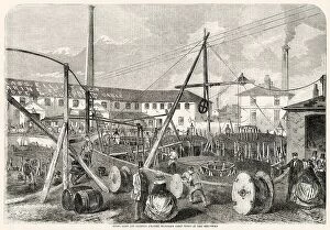 Coil Collection: Messrs Glasse and Elliott's Atlantic Telegraph Cable Works yard at East Greenwich, London