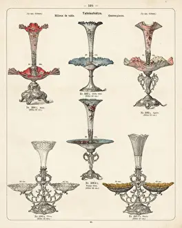 Catalog Prints: Metal and glass centerpiece for the table