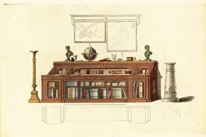 Mahogany Prints: Metamorphic dwarf library bookcase, 1811