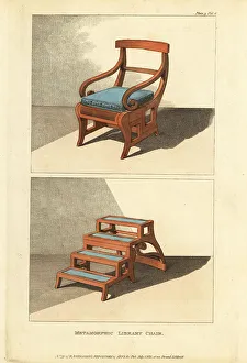 Furnishings Prints: Metamorphic library chair, 1811