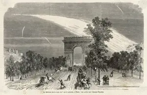 Meteor above the Champs Elysees, Paris, France