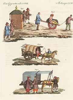 Carl Bertuch Prints: Methods of transport in China, Qing dynasty, 1800s