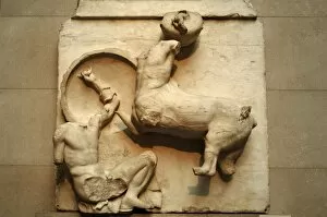 Remain Collection: Metope. Parthenon marbles. Battle between the Centaurs and t