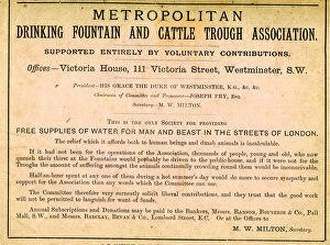 Notice Collection: Metropolitan Drinking Fountain and Cattle Trough Association