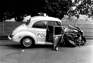 Smash Prints: Metropolitan Police car with smashed bonnet
