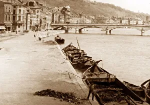 Liege Prints: Meuse River barges, Liege, belgium