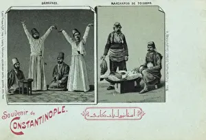 Mevlevi Dervishes and Fishermen, Istanbul, Turkey