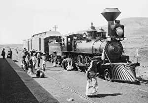 A Mexican Central Railway steam train at station, Mexico