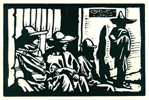 Linoleum Prints: Mexican Men