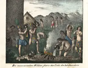 Mexican natives marking the end of the century with a ritual