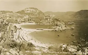 Mexico Prints: Mexico - Acapulco - Panorama of Caleta and Caletilla beaches