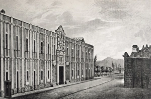 Viceroyalty Collection: Mexico. Exterior of the Court of The Acordada. Engraving