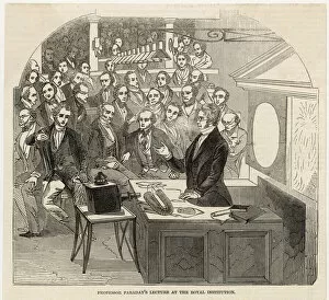 Discoveries Gallery: Michael Faraday, scientist, giving a lecture