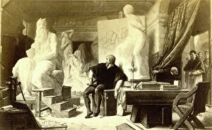 Sculptures Collection: Michelangelo in His Studio visited by Pope Julius II
