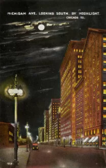 Illinois Gallery: Michigan Avenue at night, Chicago, Illinois, USA