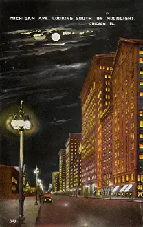 Michigan Avenue at night, Chicago, Illinois, USA