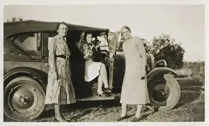Convertible Prints: Three middle-aged ladies out for a drive in the countryside
