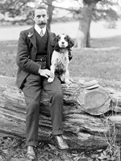 Felled Prints: Middle aged man with spaniel, Mid Wales