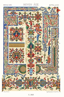 Racinet Prints: Middle Ages: illuminated manuscript, 14th/15th centuries