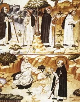 Middle Ages. Monastic life. Episodes from the life of Saint