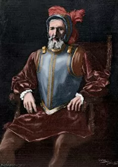 Miguel Lopez de Legazpi (1503-1572). Engraving. Colored