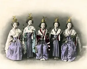 Maiden Prints: Miko, Shinto temple maidens, Japan