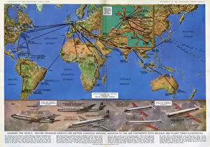 Diagram Collection: Mileage and flight times across the world, 1961 by GH Davis