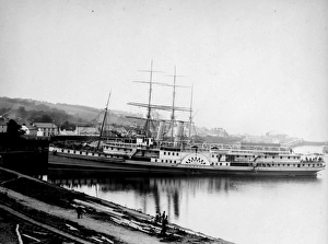 Milford Dock with paddle steamer, Pembrokeshire, South Wales