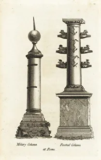 Commemorating Prints: Miliary column and rostral column of G. Duilius, Rome