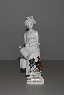 Images Dated 17th October 2013: Militant Suffragette Crested China Figurine