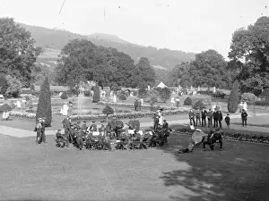 Military band at a country house, Crickhowell, Mid Wales