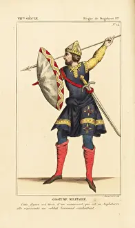 Buckler Prints: Military costume of a Norman soldier, 12th century