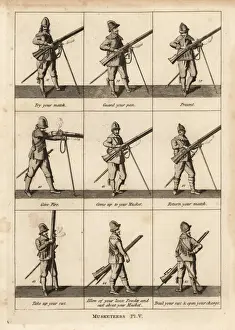 Musketeers Prints: Military exercises of musketeers