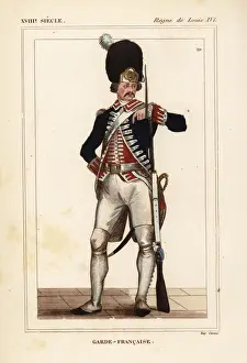 Bibliophile Prints: Military uniform of the French Guards, Garde-Francaise, 1789