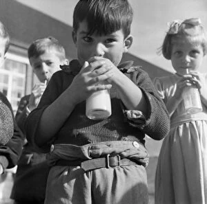 1950s Childhood Gallery: Milk for school children, 1955