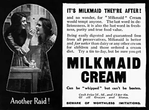 Milkmaid Prints: Milkmaid Cream advertisement, WW1