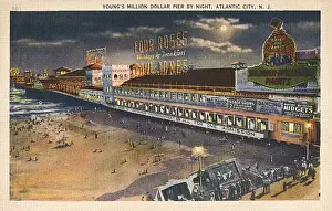 Dollar Prints: Million Dollar Pier by night, Atlantic City, New Jersey, USA