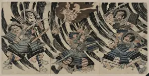Minamoto Yorimitsu (Raiko Sitenno) and the head of the demon
