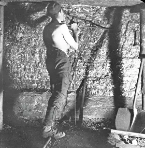 Miners Prints: Miner working at the coalface, South Wales
