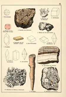 Mineralogy Prints: Minerals and crystals including natrolite, pisolite, etc