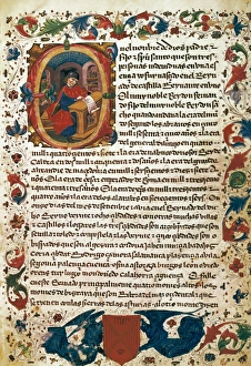 Santillana Collection: Miniature with capital letter depicting Inigo Lopez de Mendo